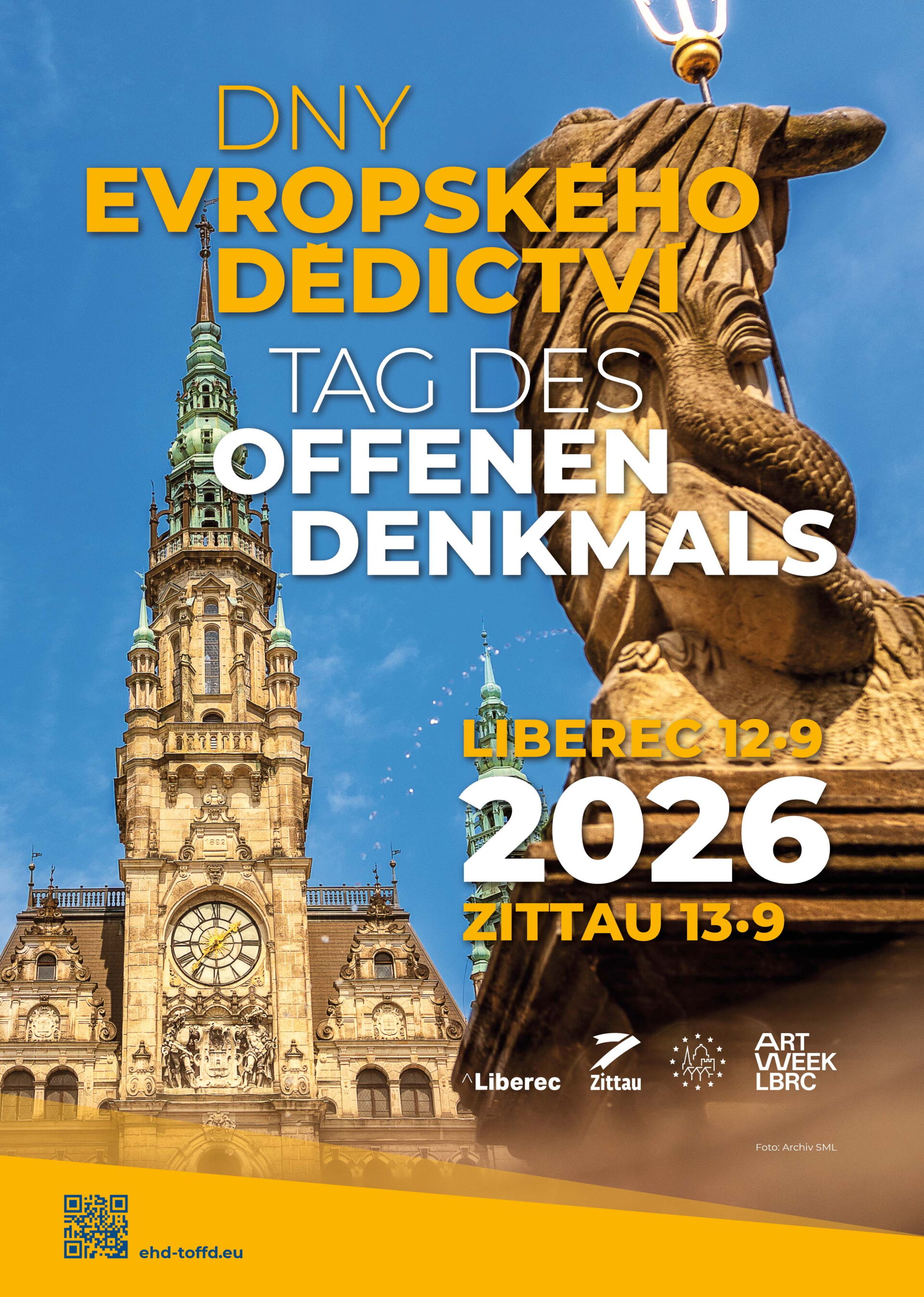 Kirche in Liberec mit Text zum Tag des offenen Denkmals in Liberec und Zittau am 12. & 13.09.2026